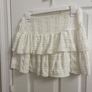 White Tiered Ruffle Mini Skirt - Brand Unspecified